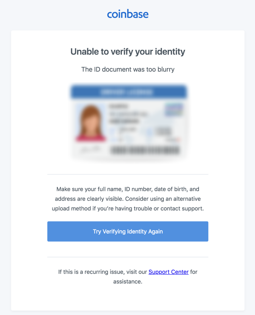 Unable to verify your identity